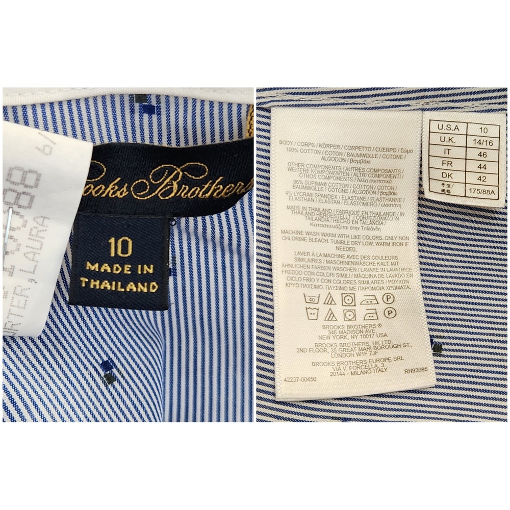 Brooks Brothers Blue Clip-Dot Button Down Dobby Shirt Dress Womens Sz 10 Luxury - Picture 6 of 11